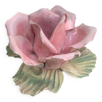 Bougeoir rose rose en barbotine, biscuit ancienne Bougeoir rose rose en barbotine, biscuit ancienne