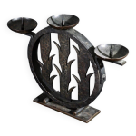 Bougeoir sign michel zadounasky en fer forg martel et rivet, circa 1940