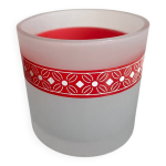 Bougeoir en verre dépoli à liseré rouge Bougeoir en verre dépoli à liseré rouge