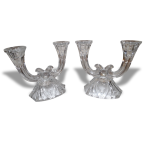 Bougeoirs en verre, pied bien travaillé Bougeoirs en verre, pied bien travaillé