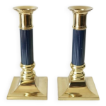 Bougeoirs vintage en laiton doré, 1970s, set de 2 Bougeoirs vintage en laiton doré, 1970s, set de 2