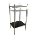 Bout de canapé chapiteaux doré et verre opalin noir 1950 Bout de canapé chapiteaux doré et verre opalin noir 1950