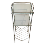 Bout de canap� chrome et verre. 1970. space age.