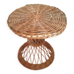 Bout de canapé osier tressé design années 70 Bout de canapé osier tressé design années 70