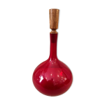 Bouteille ou soliflore rouge oignon avec bouchon en bois vintage murano Bouteille ou soliflore rouge oignon avec bouchon en bois vintage murano