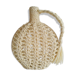 Bouteille vase soliflore macramé raphia plastique vintage Bouteille vase soliflore macramé raphia plastique vintage