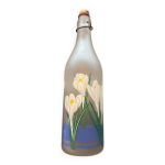 Bouteille en verre dpoli, dcor crocus, lillian vernon