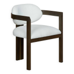 Bridge / fauteuil boredeaux en chne et tissu bouclette blanc - edition made