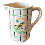 Broc / vase choisy le roi hbc chatou, décor d'oiseau vert orange noir Broc / vase choisy le roi hbc chatou, décor d'oiseau vert orange noir