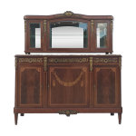 Buffet 2 corps louis xvi en placage d'acajou et marqueterie de bois prcieu