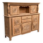 Buffet 2 corps de style breton en chne massif brut, rnov