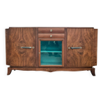 Buffet 3 portes 2 tiroirs en placage de noyer 1960