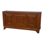 Buffet 3 portes en chne massif pieds galbs 1950's
