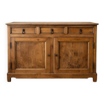 Buffet ancien en bois massif 2 portes, 3 tiroirs