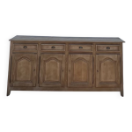 Buffet ancien en chne massif brut et pieds compas