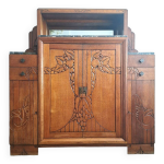 Buffet art dco plateaux marbre, meuble vaisselier ancien, vitrine
