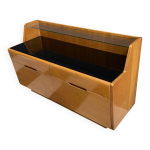 Buffet bas avec plateau en verre noir annes 1960