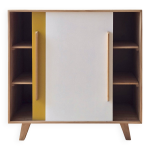 Buffet bas  portes coulissantes vintage en pin massif - design annes 60