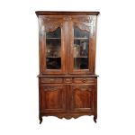 Buffet bibliothéque a deux corps époque louis xv en noyer vers 1750 Buffet bibliothéque a deux corps époque louis xv en noyer vers 1750