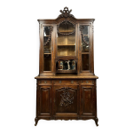 Buffet bibliothque style louis xv / transition en chne massif vers 1880