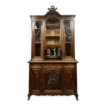Buffet bibliothque style louis xv / transition en chne massif vers 1880