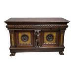 Buffet cabinet style renaissance a caches secretes en noyer et orme poque