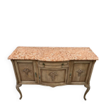 Buffet en chne blanchi avec plateau en marbre, france
