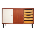 Buffet danois en teck vintage commode portes coulissantes tiroirs