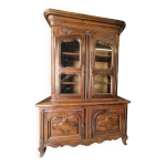 Buffet deux corps d'poque louis xv 18eme en chne massif vitr