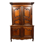 Buffet deux corps style louis xv en merisier et noyer vers 1880 - 1900