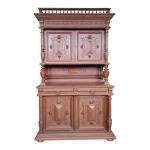Buffet a deux corps style renaissance en chene massif vers 1880