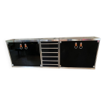 Buffet enfilade des ann�es 1970 en chrome et laque noire