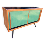 Buffet enfilade portes coulissantes vertes vers 1950 Buffet enfilade portes coulissantes vertes vers 1950