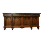 Buffet en enfilade style louis xiv en noyer et marbre