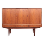 Buffet haut en teck de design danois avec 3 portes coulissantes, annes 1960