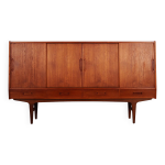 Buffet haut en teck, design danois, annes 1970, fabriqu par brge dam
