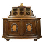Buffet a horloge poque art nouveau en chne et loupe vers 1900