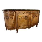 Buffet louis xv en merisier 4 portes, dessus marbre vert des alpes