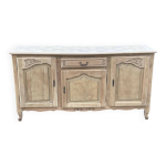Buffet louis xv rnov en chne brut et marqueterie 3 portes 180cm