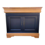 Buffet merisier et noir 2 portes 1 tiroir