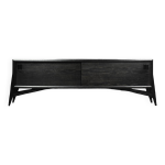 Buffet mid - century moderne scandinave en chne brut fonc avec poignes en bois, 1960s