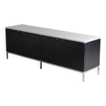 Buffet minimaliste de florence knoll en bois noir et marbre blanc, 1970 Buffet minimaliste de florence knoll en bois noir et marbre blanc, 1970