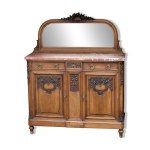 Buffet avec miroir en noyer massif. fin xixeme, bel ouvrage.