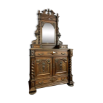 Buffet a miroir psych de pavillon de chasse style renaissance en noyer