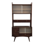 Buffet mural vintage avec portes coulissantes en verre