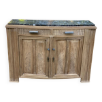 Buffet parisien art dco vintage rnov en bois massif et marbre 152cm