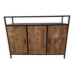 Buffet de style indus en bois exotique massif de manguier
