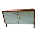 Buffet en teck et laque blanche, 1960
