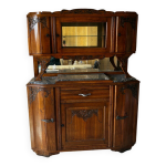 Buffet vaisselier art déco ancien en bois massif et marbre Buffet vaisselier art déco ancien en bois massif et marbre