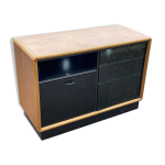 Buffet vintage en bois et verre noir